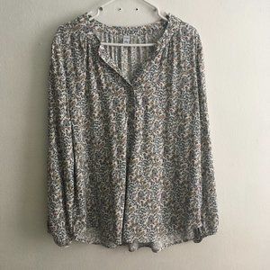 Old Navy Split Neck Popover Floral Blouse NWT